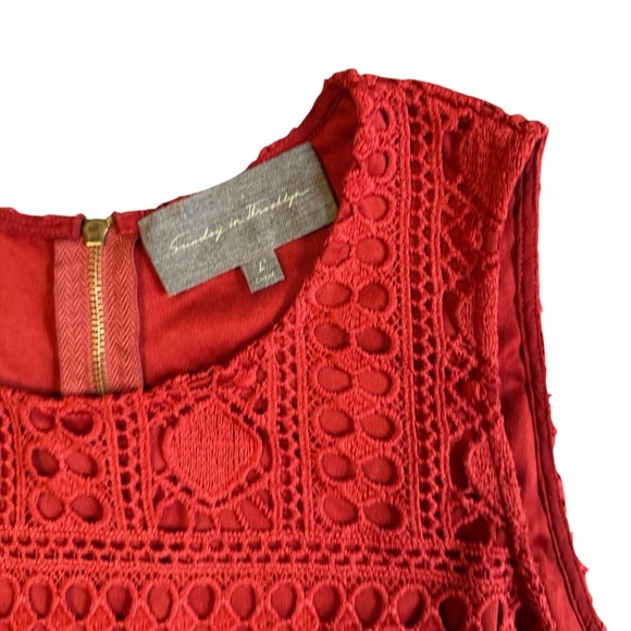 Anthropology Sunday in Brooklyn Rust Red Crochet Sleeveless Top. Size L #1666 - Picture 2 of 7